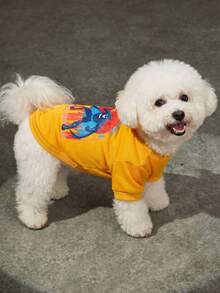 Batman X PETSIN 1pc Super Hero Letter & Little Bat Printed Pet Clothes, Yellow, Non-Hat Design, Warm And Breathable, Suitable For Autumn, Winter And Spring, Anti-Flea, Less Shedding, Heat-Resistant For Indoor And Outdoor Use - Yellow - View 4