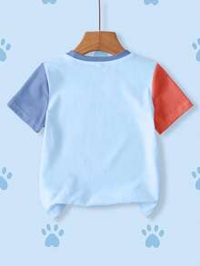 SHEIN | PAW Patrol 男童卡通图案撞色圆领短袖T恤 - 白色 - 查看 2
