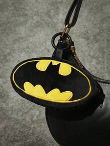 BATMAN X POKOJA LAND 1個聯名3D毛絨吊飾鑰匙圈，黑黃配色，橢圓形酷圖標設計，適用於包包、鑰匙、書包，適合青少年與成人，生日或週年紀念的獨特禮物 - 黑色 - 查看 1