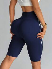 Slayform Slayform Colorblock Seamless Athletic 5" Shorts - Navy Blue - View 3