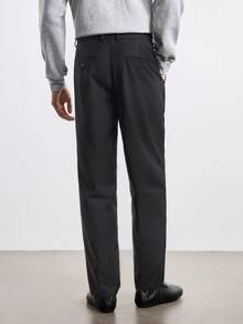 Merionis Men's Fashion Versatile Commute Solid Color Suit Pants - Black - View 9