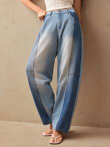 Willow Rêve Women's Fashion Versatile Button Pocket Denim Jeans Streetwear Y2k Summer Teacher Pants Everyday Going Out Light Blue - Blue - View 7