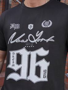 LEOGASHI LEOGASHI 男士休闲简约印花圆领短袖T恤 - 黑色 - 查看 5
