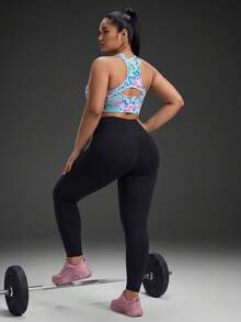Powerista Women's Plus Size Leopard Print Backless Sports Bra For Daily Fitness And Workout Pink Leopard Print Gym Running Fitness Workout Going Out Casual - Pink - View 3