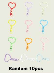 10/20Pcs Random Color Heart Shaped Keychain, DIY Jewelry Making Accessories For Bags, Dog Leashes, Wallets, Keychains, Pet Charms & Outdoor Key Ornaments, Key Ring Decor Components - Heart-shaped Hook - View 17