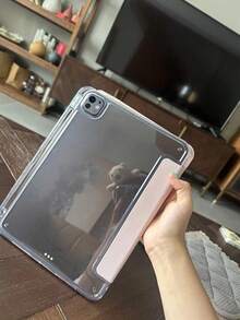 A Beautiful Pure Pink Acrylic Transparent Crystal Back Panel Drop-Proof Protective Case That Supports Sleep/Wake Mode And Is Compatible With IPad. - Pink - View 4