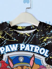 SHEIN | PAW Patrol Young Boy Letter Print Crew Neck Short Sleeve Casual T-Shirt - White - View 3