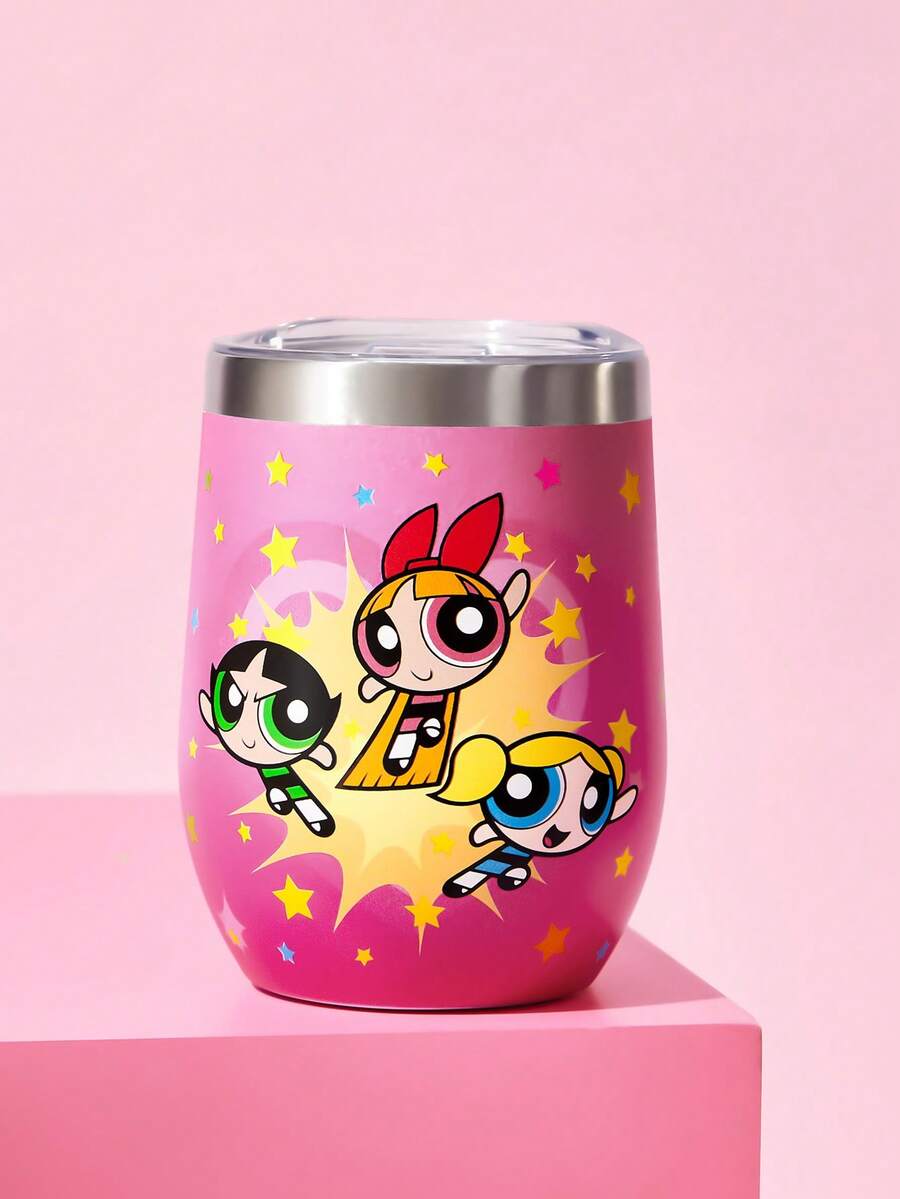 THE POWERPUFF GIRLS X SHEIN 360ml/12oz 不鏽鋼防漏蓋隨行杯,適用熱飲/冷飲,適配大多數杯架,送禮首選 - 粉色 - 查看 1