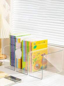 3 Piecestransparent Desktop File Organiser Set - Multifunctional Bookshelf And Stationery Storage Box With Non-Slip Base, Transparent Acrylic File Rack - Suitable For Office Desks, Home Study Rooms, School Supplies Storage - Modular Paper Trays - Multicolor - View 2