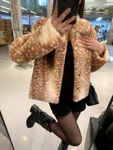 DAZY Jaket Wanita Lengan Panjang Gaya Korea dengan Motif Gradien - Khaki - View 5