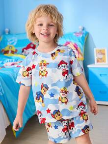 SHEIN | PAW Patrol Young Boys Minimalist Print Round Neck Short Sleeve T-Shirt And Shorts Set - Multicolor - View 5