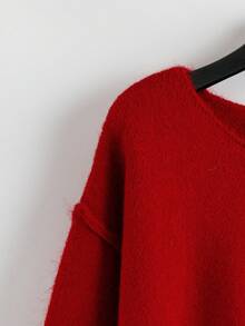 GlowEve Women's Sequin Round Neck Casual Versatile Daily Long Sleeve Sweater - Red - View 4
