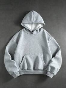 ROMWE MEN Street Life 男士街頭風字母印花長袖休閒連帽衛衣 - 灰色 - 查看 2