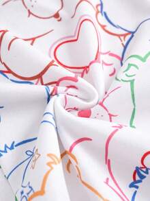 SHEIN X Care Bears 女款全印花休閒日常穿著緊身內搭褲 - 白色 - 查看 4