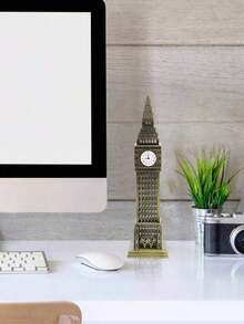 1pc London Big Ben Clock Tower Model, Landmark Architecture, Metal Building Model Decor, Elegant Architecture Decor, Sturdy Alloy Desktop Ornament, Home And Office Decor, Crafted Retro Design, Wedding And Party Favor, Gift For Friends, Souvenir - Multicolor - View 4