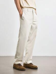 Merionis Men's Solid Color Casual Versatile Daily Wear Long Pants - Beige - View 8