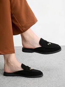 CUCCOO BIZCHIC 女款圓頭平底鞋，可穿脫，適合日常休閒、辦公室及戶外活動 - 黑色. - 查看 3