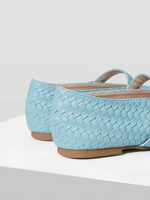 MOTF PU LEATHER MARY JANE FLAT SHOES FOR CHRISTMAS SPRING SHOES - Light blue - View 7