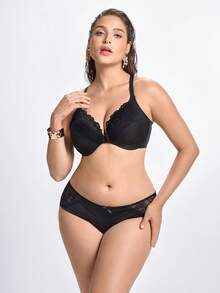 Slumbrini MELENECA Women's Racerback Front Closure Full Coverage Unpadded Underwire Bra Plus Size - Black - View 5