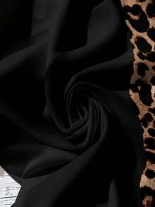 EMERY ROSE Plus Size Women Leopard Print Contrast Color Casual Shirt - Multicolor - View 3