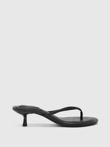 CUCCOO BIZCHIC Women's Shoes New Low Heel Round Toe Thong Heel Shoes - Black - View 2