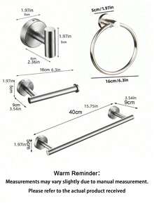 1PC Stainless Steel Bathroom Round Towel Ring, Bathroom Storage Hanging Hook, Toilet Paper Holder Bathroom Accessories Bathroom Tools - silver - View 3