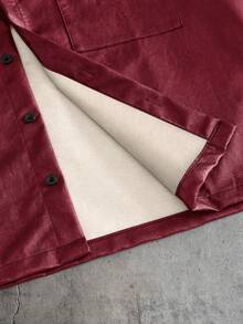 AXEPEAK Kemeja Pria Kasual Serbaguna untuk Pemakaian Sehari-hari dengan Motif Huruf dan Kancing Tunggal - Merah - View 3