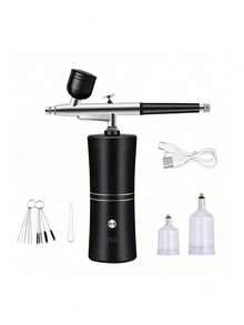 1 Set Super Stable Spray Gun Kit: Precision Spray Gun For Nail Art,900mAh Rechargeable Battery For Model Making, Portable Makeup Spray Gun Suitable For Gel Manicure, Ombre French Manicure, Etc. - Multicolor - View 10