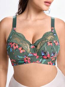 Slumbrini Plus Size Women Fashion Wireless Padded Bra - Green - View 8