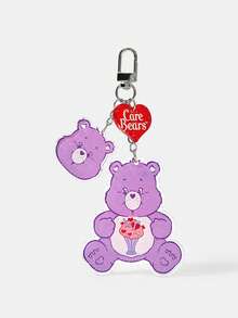 SHEIN X Care Bears 卡通壓克力鑰匙圈，適合學生書包與通勤包裝飾配件 - 紫色 - 查看 2
