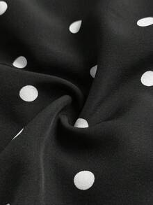 Viva Relle Plus-Size Women's Sexy Deep V-Neck Polka Dot Long Dress Fall - Black - View 7