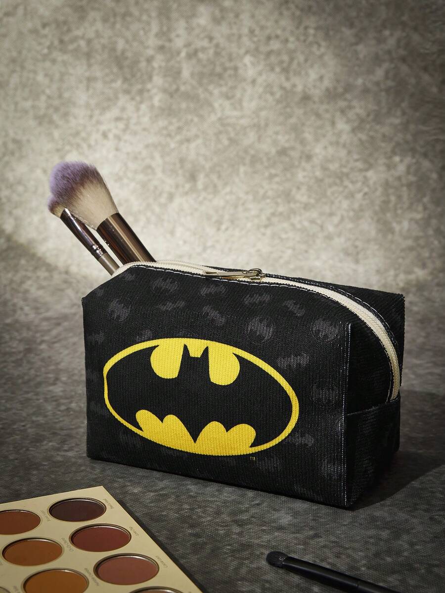 Batman X Joivida 1pc Cute Cartoon Color Blocking Makeup Bag, Extra Large Capacity, Ultra-Lightweight & Portable, Foldable & Dustproof, Breathable & Wear-Resistant. Great For Daily Commuting, Office, Travel, Vacation, Outdoor Work, Gym, Beach, School, Back To School, Birthday, Holiday Gift. A Practical Choice For Young Women & Office Workers - cartoon - View 1