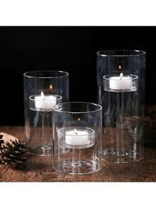 Cylindrical Windproof Glass Candle Holder, Oil Lamp, Windproof Candle Holder, Creative Home Decoration, Candlelight Dinner Gift (Excluding Candles) - Multicolor - View 8