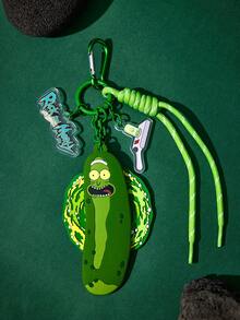 Rick and Morty X POKOJA LAND 卡通動畫圖案金屬鑰匙圈吊飾，精緻可愛。適用於包包、車鑰匙、情侶吊飾、書包、生日禮品、背包、衣物吊飾、創意包掛飾。時尚百搭配件，也是送給親友和同學在派對、聚會和生日時的有趣小禮物 - 彩色 - 查看 9