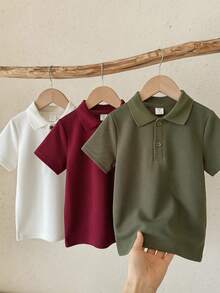 LMoss Kids 小男孩 3件裝 素色短袖鈕扣休閒 Polo 衫 - 彩色 - 查看 8
