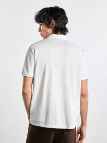 Merionis 男士純色短袖休閒通勤 Polo 衫 - 白色 - 查看 3