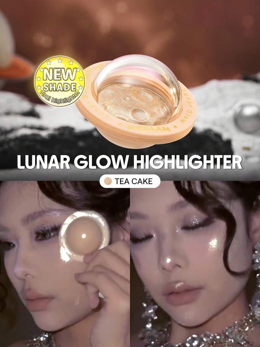SHEGLAM Lunar Glow Highlighter-Tea Cake 多維閃亮高光粉 高光效果 藍綠色反光光澤 多用途亮澤臉部彩妝 - Tea Cake - 查看 1