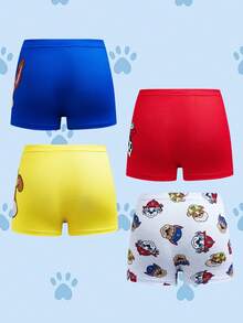 SHEIN | PAW Patrol 4pcs Young Boy Boxer Briefs, Gray, Blue, Red, Yellow With Cute Puppy Graphic - Multicolor - View 3