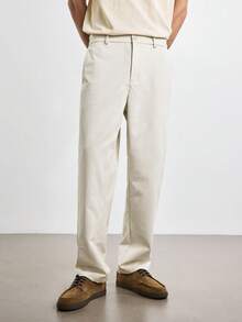 Merionis Men's Solid Color Casual Versatile Daily Wear Long Pants - Beige - View 2