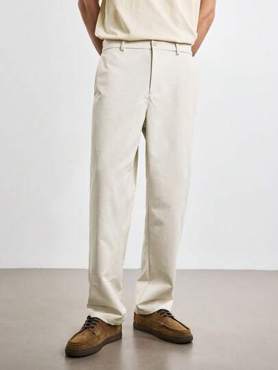 Merionis Men's Solid Color Casual Versatile Daily Wear Long Pants