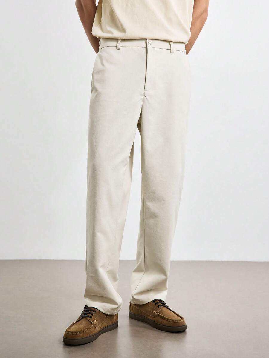 Merionis Men's Solid Color Casual Versatile Daily Wear Long Pants