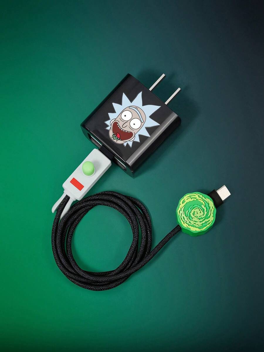 Rick and Morty X SHEIN 数据线保护套,适用于充电器,3件套充电器保护套(不含数据线) - 彩色 - 查看 1