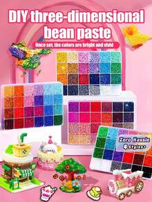 24/48/72/96-Kit Manik-Manik Fuse 3D DIY dengan Kotak Penyimpanan, Manik-Manik Warna Cerah untuk Kerajinan Anak-Anak, Set Manik-Manik Perler Kreatif untuk Membuat Model 3D, Mainan Edukatif Menyenangkan sebagai Hadiah untuk Anak Laki-Laki dan Perempuan Usia 6+. - Beraneka warna - View 2