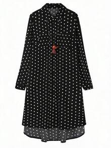 Linhara 女款休閒條紋口袋襯衫洋裝 大尺碼 秋季 - 彩色 - 查看 3