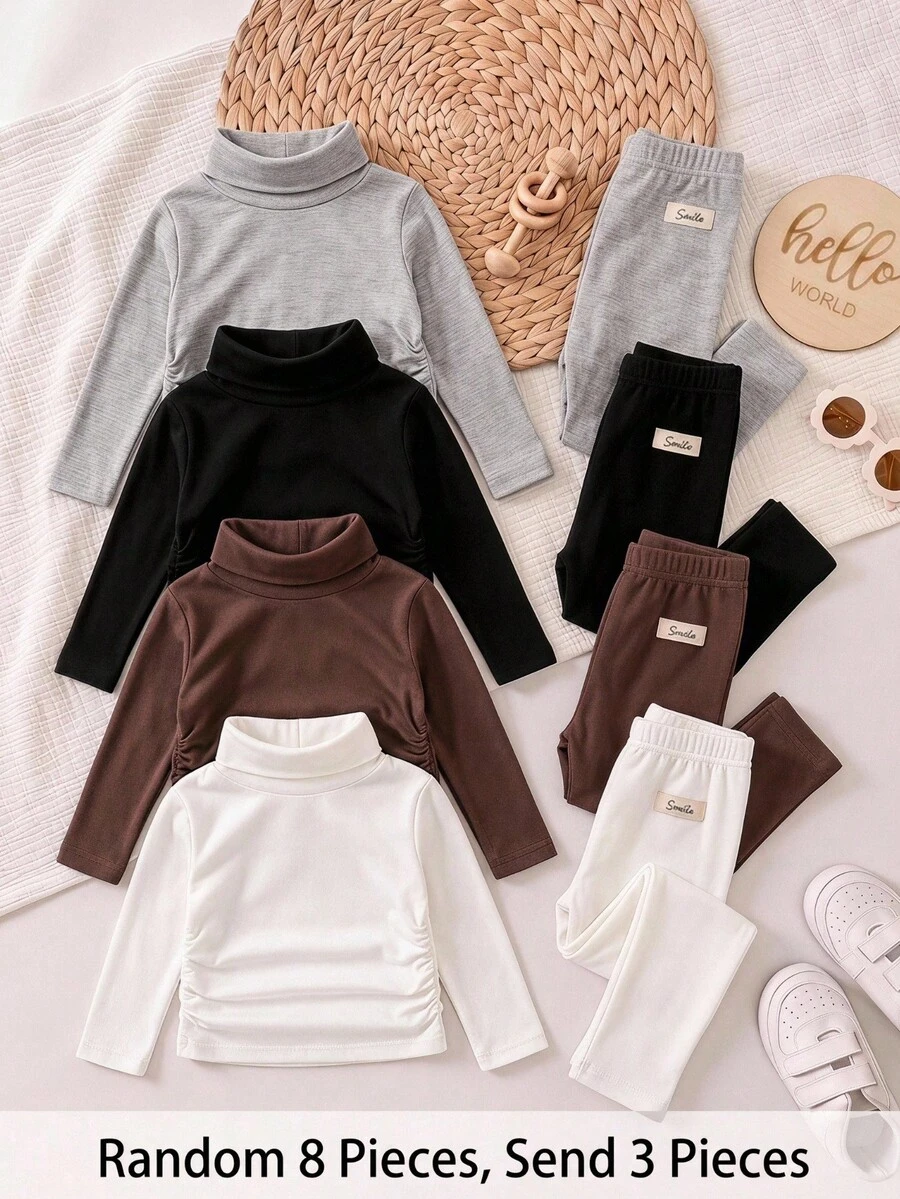 LMoss Kids Cute Casual Daily Wear Baby Girl Tops 3pcs Set - Multicolor - View 1