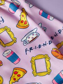 FRIENDS X PETSIN 1pc Purple Fun Coffee Key Full Print Pet Jumpsuit, Skin-Friendly Breathable Anti-Shedding With Wrapped Edge & Wrist Protection, Great For Cozy Indoor Days Or Fun Outdoor Trips - Multicolor - View 8