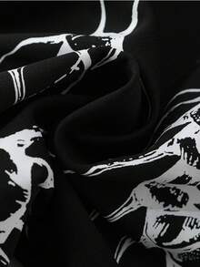 ROMWE MEN Goth Pantalones de chándal para hombre con estampado de bloques de color y cintura con cordón - Negro - Ver 4