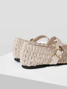 MOTF WOMEN  WOVEN RAFFIA SQURE FLATS - Beige - View 7