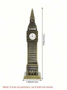 1pc London Big Ben Clock Tower Model, Landmark Architecture, Metal Building Model Decor, Elegant Architecture Decor, Sturdy Alloy Desktop Ornament, Home And Office Decor, Crafted Retro Design, Wedding And Party Favor, Gift For Friends, Souvenir - Multicolor - View 10