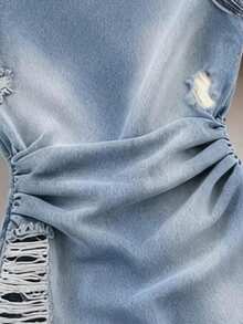 SHEIN 青少年女孩全印花無袖洋裝，適合春、夏、秋季，完美適用於外出、居家穿著與日常舒適，極簡經典修身貼身剪裁洋裝 - 彩色 - 查看 4